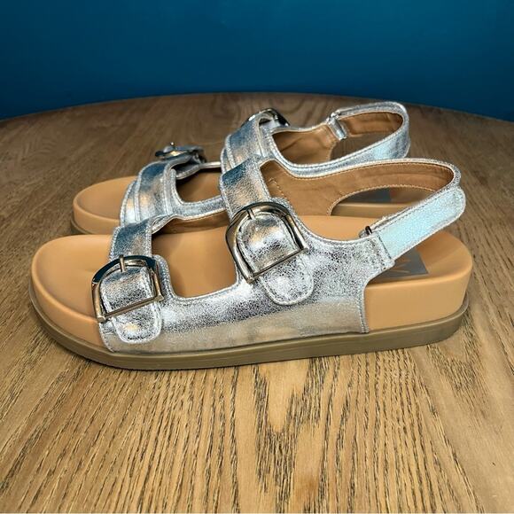 Dolce Vita Alameda Metallic Silver Buckle Strap Chunky Sandals Women’s Size 8 - Picture 5 of 11